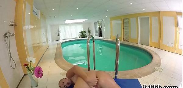  Frisky chick masturbates twat and gets licked and drilled in pov